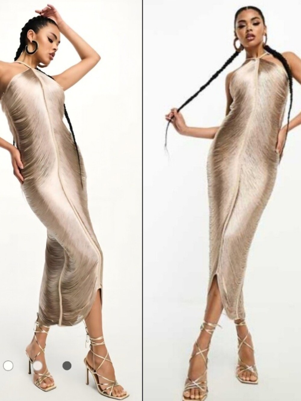Rare London Fringe Halterneck Midi Dress 